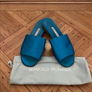 Manolo Blahnik Satin Slide Sandals